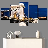 SIGNWIN 5 Panel Canvas Wall Art Modern Art Architecture & Maps Building Contemporary Expressive Multicolor Photography for Home Decorations Ready to Hang - 60