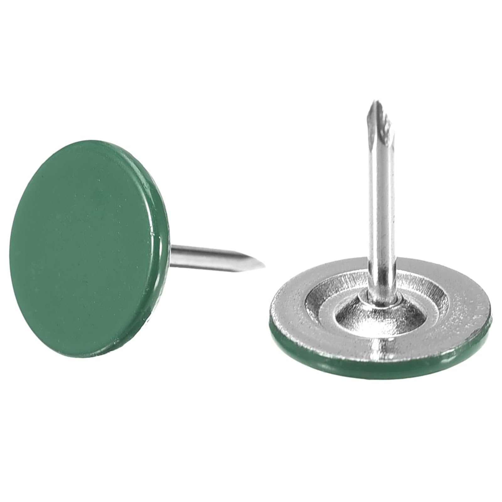 TOP-VIGOR 100pcs Green Flat Head Upholstery Tacks, Heavy Duty Push Pins, 11 x 13mm Decorative Thumb Tacks for Wall, Cork Board, Furniture and Notice Board