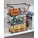 mDesign Stackable Metal Basket for Kitchen Storage - Wire Farmhouse Bin Basket w/Handles for Pantry - Stacking Wire Basket Organizer for Food, Drinks, Snacks - Hyde Collection, 6 Pack, Bronze