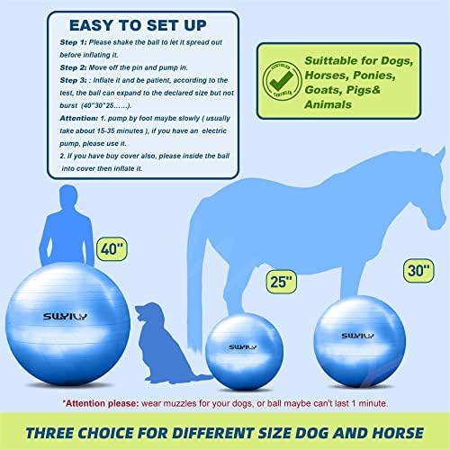 25" Horse Ball&Cover with Tabs, Herding Ball for Dogs Blue Heelers, Yellow Giant Horse Balls for Play for Horses to Play with