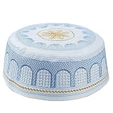 zalati Chapeau Kufi de prière islamique musulmane, bleu, Taille unique