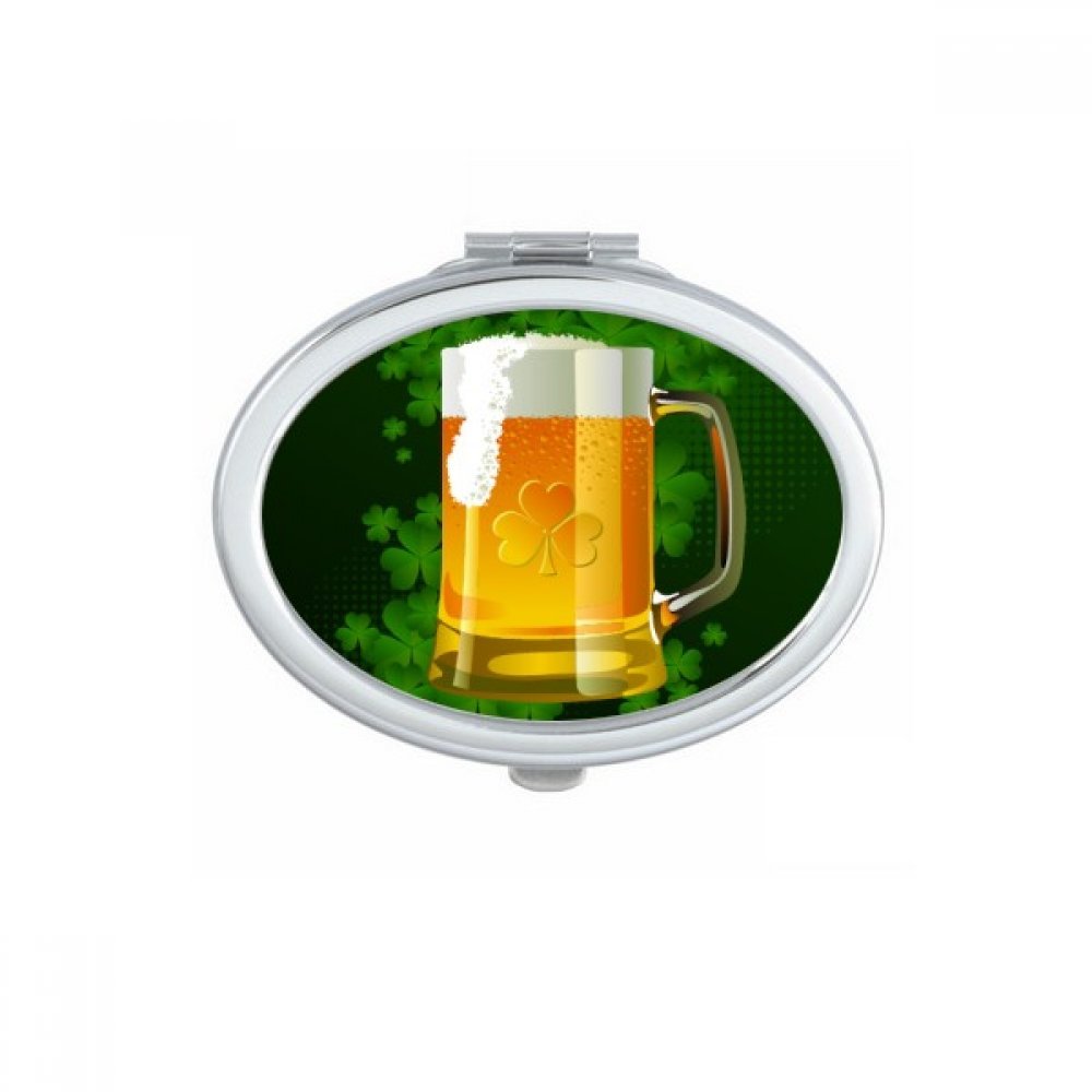 Miroir de poche mignon trèfle à quatre feuilles jaune Saint-Patrick