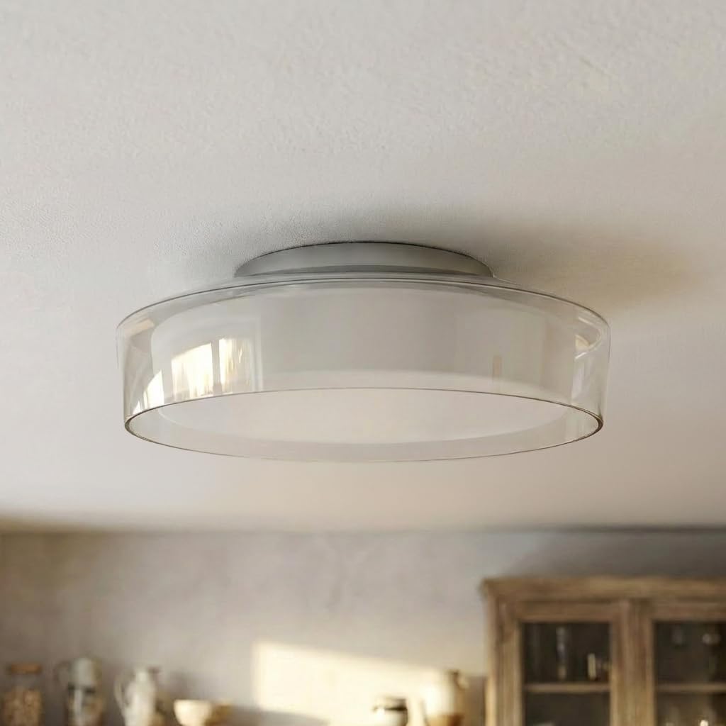 Sulion - Lámpara de Techo NILO | Plafón de Techo LED 12W con Vidrio Opal y Transparente | Plafón Decorativo para Baño o Interior | Temperatura Seleccionable 3000K-4000K | IP44, 1000lm, Clase I