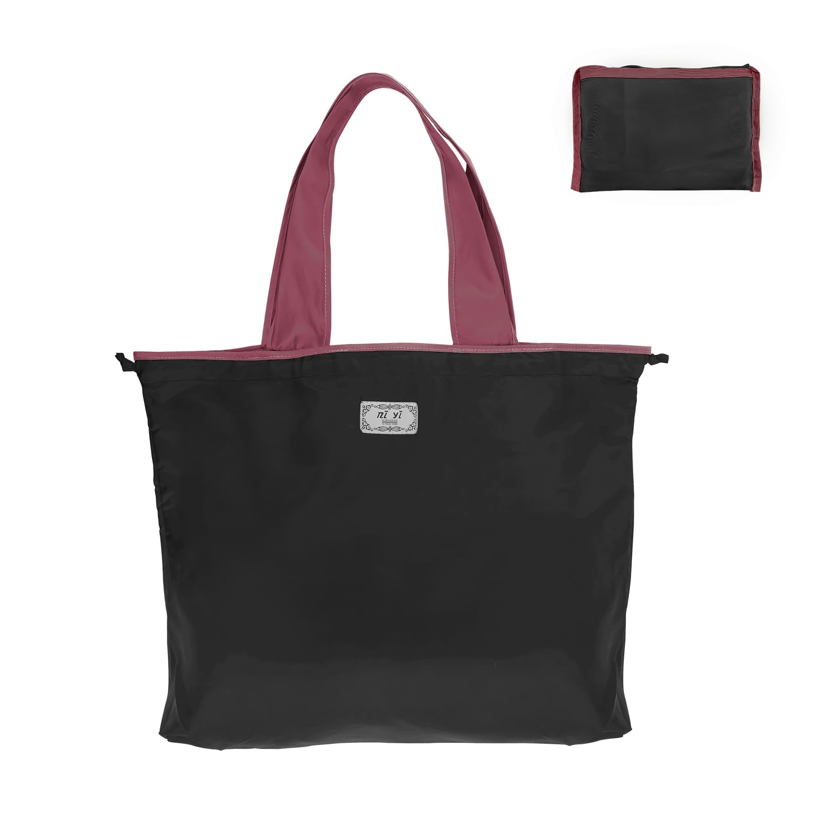 Aila Reusable Shopping Bags, Large Foldable Shopping Bag Drawstring Waterproof Shopper Bags, Lightweight Nylon Grocery Bags for Shopping Home