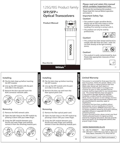 Image of 10Gtek ๐ด๐ฌ-๐ ๐ฒ๐๐ฒ๐ฟ ๐๐ข๐ช ๐ฃ๐ข๐ช๐๐ฅ 10GBase-T SFP+ to RJ-45 Transceiver, RJ45 to SFP+ Copper Ethernet CAT.6a Module, for Cisco SFP-10G-T-80, Ubiquiti UniFi, D-Link and More, Pack of 8