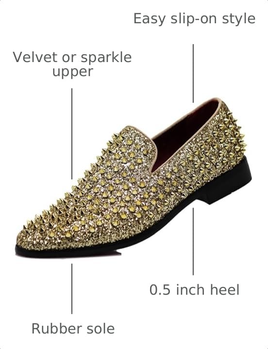 Image of SPK70 Men's Vintage Spike Dress Loafers Slip On Fashion Shoes Classic Tuxedo Dress Shoes