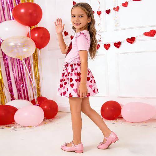 Image of Akyzic Little Girl Skirt Outfit Two Piece Spring Summer Outfit Butterfly Dress Cat Print Skirt Toddler Girl Outfit Set