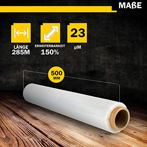 V1 Trade Stretch Film - Transparant - 23 micron dik - Rol 285 meter lang en 500 mm breed - Taaie palletfolie - Afbeelding 4