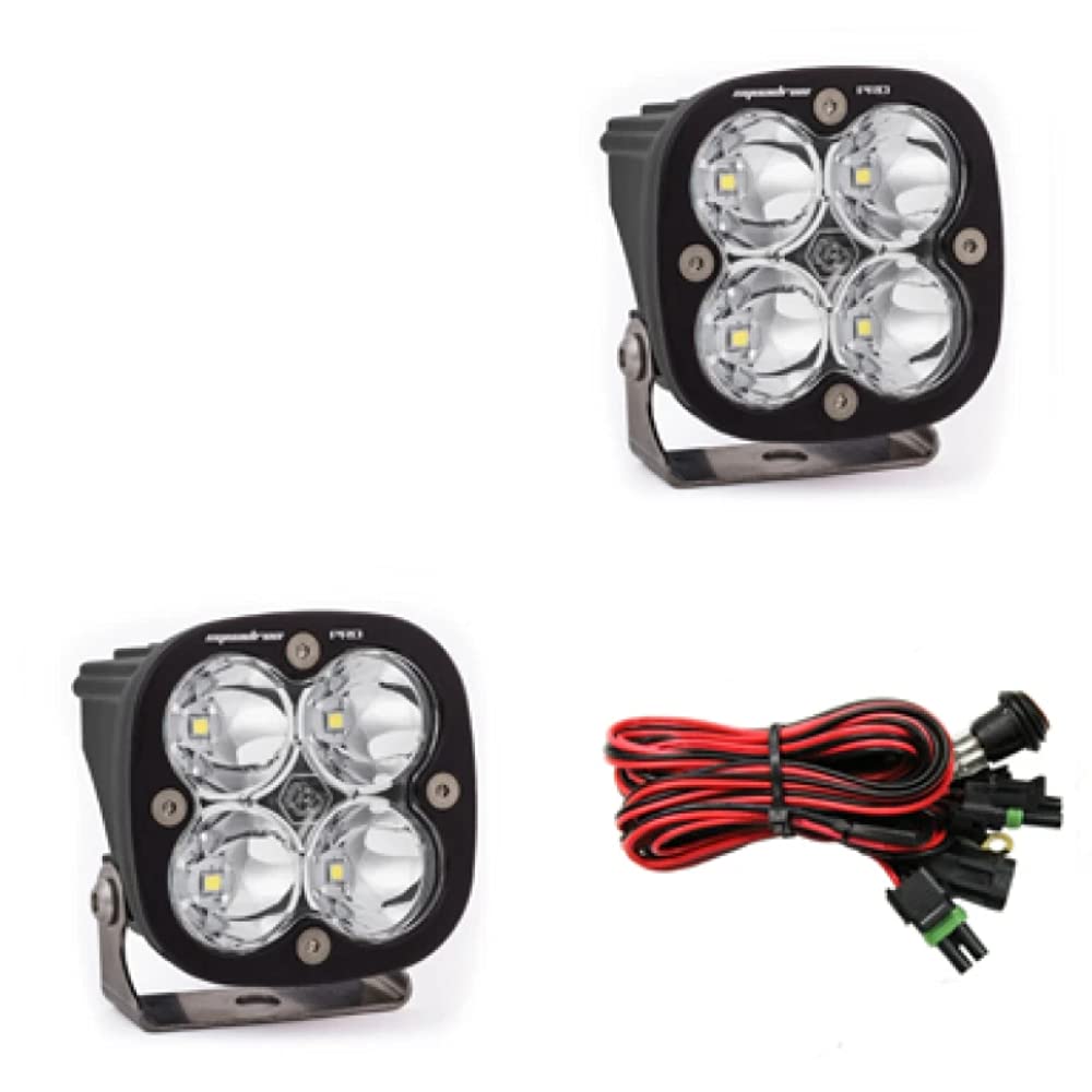 Baja Designs Squadron Pro Black LED Light Pod Pair - 2 PCS LED with Wiring Harness (Spot; Clear)