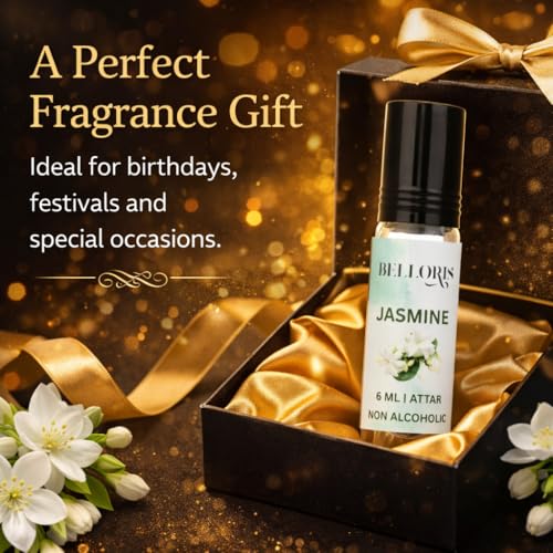 Image of Jasmine Attar 6ml | Long Lasting Floral Attar Perfume Oil | Non Alcoholic Jasmine Ittar | Premium Roll-On Fragrance for Men & Women Eid, Ramadan Gifts, Non Alcoholic & Vegan Fragrances