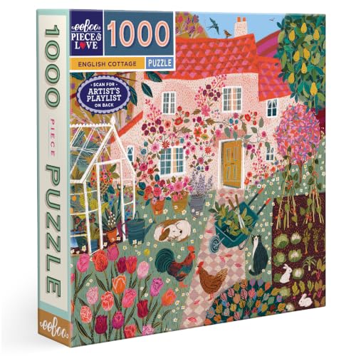 Image of eeBoo - English Cottage - 1000 piece adult puzzle illustrating an English greenhouse in all its splendour - Dimensions 58.5 x 58.5 cm
