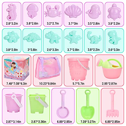 Tagitary Beach Sand Toys Set for Kids 3-10 with Bucket Watering Can Shovel Rake Sand Molds Beach Shell Bag - Image 3