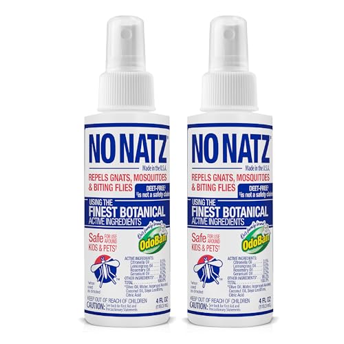 No Natz Botanical Insect Repellent, DEET-Free, Made with Natural Essential Oils, Non-Greasy Formula, Made in The USA, Fresh Scent, 4 Ounce Spray Bottle, 2-Pack