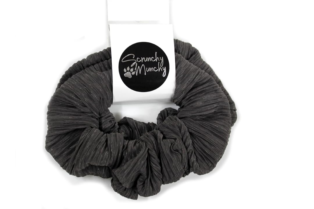 Scrunchy Munchy 2 pack scrunchies, Grey Crinkle effortlessly chic appearance hair band, Crinkle lightweight and flexible pony tie