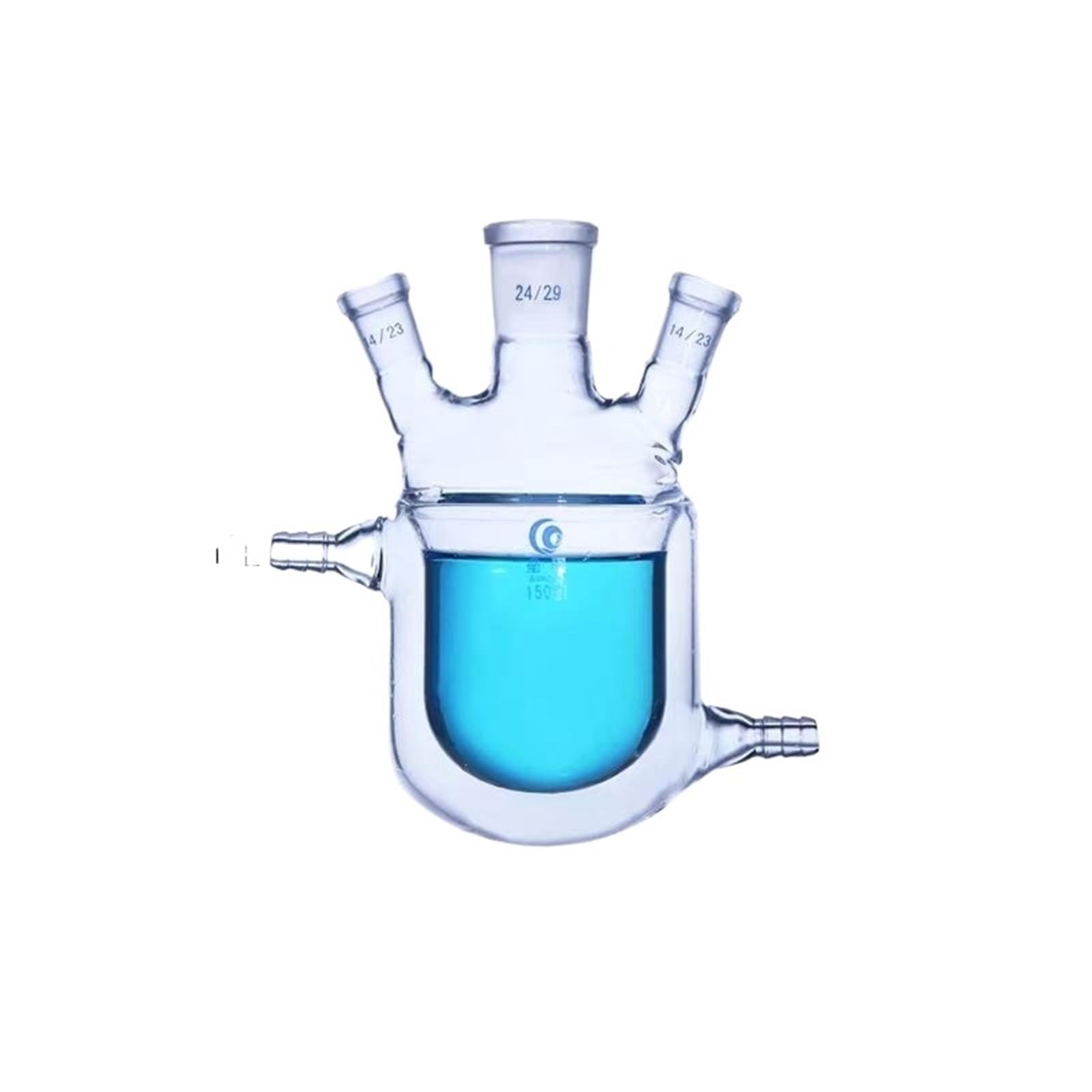 Frasco de reacción de Doble Capa de Laboratorio de Botella de reacción con Camisa de Vidrio de Cuatro Bocas de Fondo Redondo(500mL 24x24x24x24)