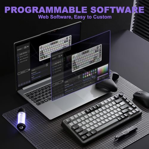 Image of YUNZII B75 PRO Wireless Mechanical Keyboard,75% Layout with Knob,Hot Swap Gasket Structure,Creamy Pre-lubed Switches,RGB Backlit,Bluetooth /Type-C /2.4G for Win /Mac (Dark Grey, Milk Switch)