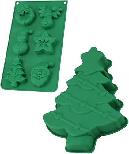 Abaodam Moldes de silicona para jabón, 2 piezas, molde para pastel de Navidad, molde de jabón de silicona para resina de gelatinas, mini malvaviscos disponible en Yaxa El Salvador