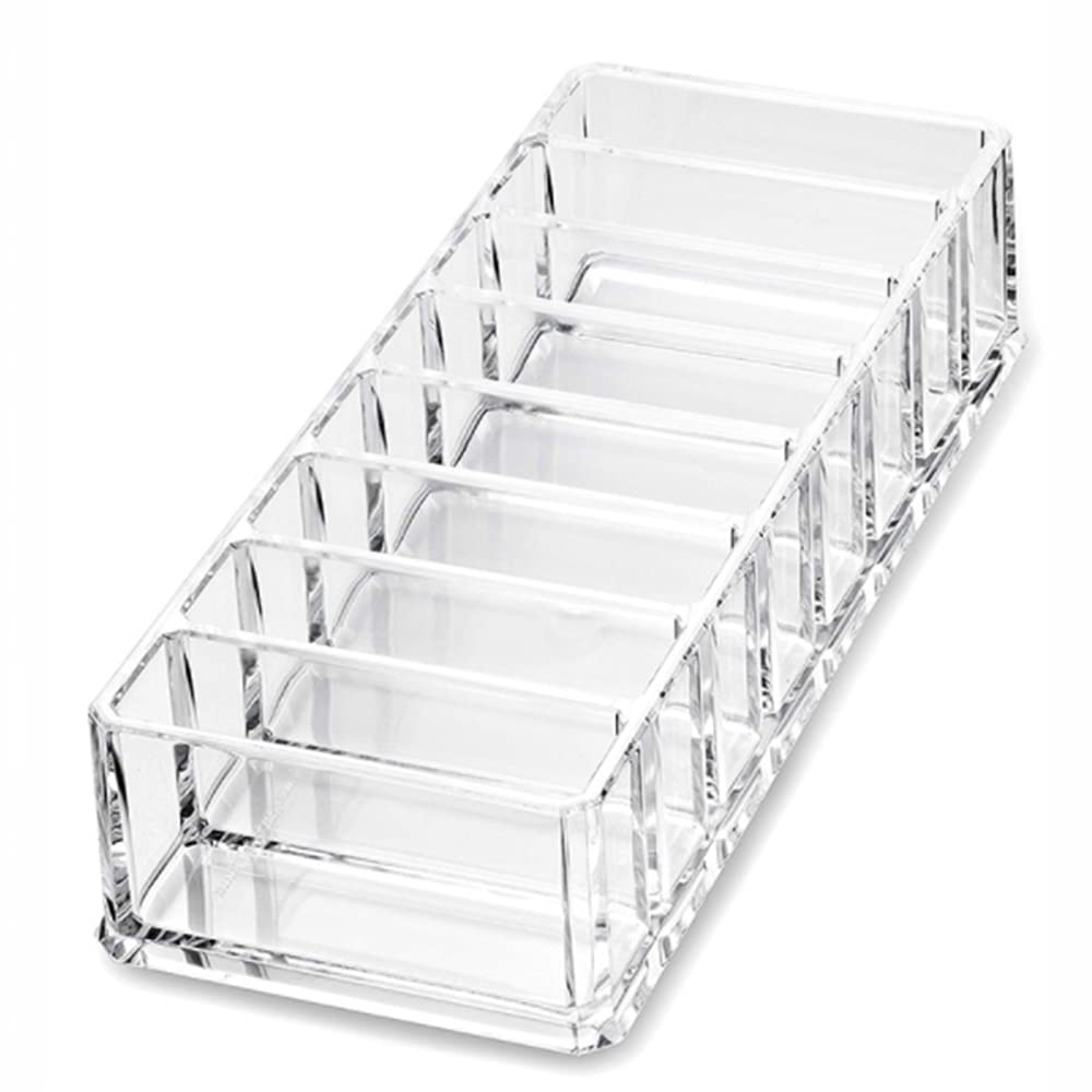 TopHomer - Organizer compatto in acrilico, con 8 scomparti per ombretti, fard, cipria, rossetto, comò e bagno (21,5 x 9 x 4,5 cm), 4 pezzi