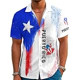 Puerto Rico Hawaiian Shirts for Men Short Sleeve Casual Novelty Printed Hawaiian Shirt Button Down Aloha Shirts