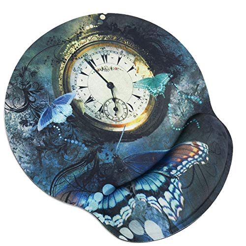 RICHEN マウスパッド リストレスト 一体型 3dマウスパッド手首置き 疲労軽減 低反発リストレスト付き おしゃれ 滑り止め 人間工学デザイン レーザー&光学式マウス対応 (鐘と蝶)