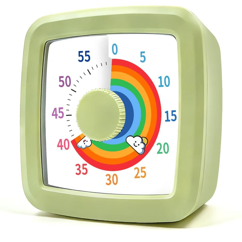 MEPHILIMIA Visueller Timer für Kinder & Erwachsene, 60 Minuten Regenbogen Countdown Timer, Zeitmanagement Tool für Klassenzimmer, Haus, Küche, Büro, Schule