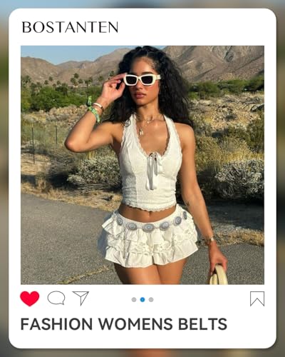 BOSTANTEN Western Metal Waist Chain Belt for Women Cowgirl Boho Turquoise Belts for Dress Jeans Country Concert Outfit2