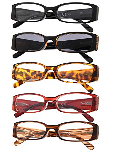 5-Pack Ladies Reading Glasses Includes Sunshine Readers for Women +3.5