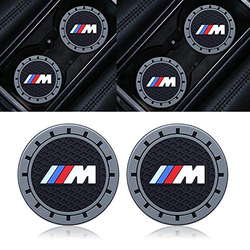 Goshion 2 Pcs 2.75 Inch Diameter Oval Tough Car Logo Vehicle Travel Auto Cup Holder Insert Coaster for BMW X1 X2 X3 X4 X5 X6 X7 1 3 4 5 6 7Series M2 3 4 5 6(M Series) All Models