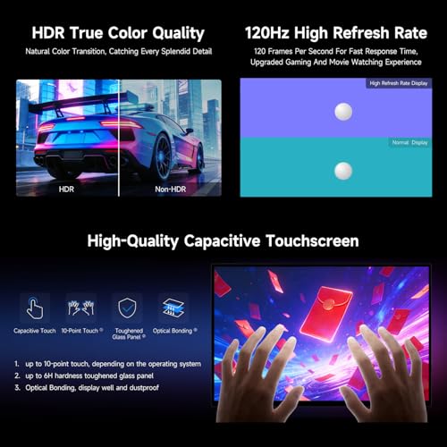 Image of waveshare Luckfox 16inch 4K Portable Touch Monitor with Magnetic Protective Case, 3840 x 2400 Resolution, HDR 120Hz Refresh Rate, IPS Panel, Optical Bonding, 10-Point Touch