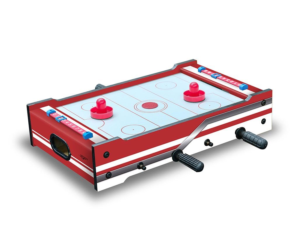 Carromco Multigame FLIP-XM 2 w 1 – multigamowy stół do gry z 2 grami stołowymi, hokej stołowy/hokej z 2 pchaczami i meczem piłkarzyków/piłkarzykami z 2 piłkami