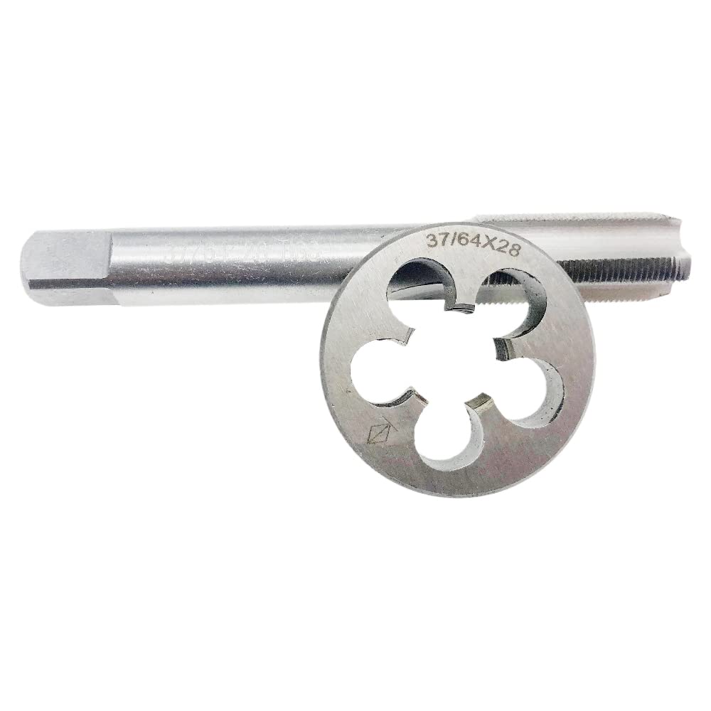 37/64-28(.578-28.578x28) Tap and Die Set 37/64-28 Machine Screw Tap Right Hand 37/64 x 28 Machine Screw Die HSS Threading Tool, 37/64-28 Thread Tap and Round Die RH