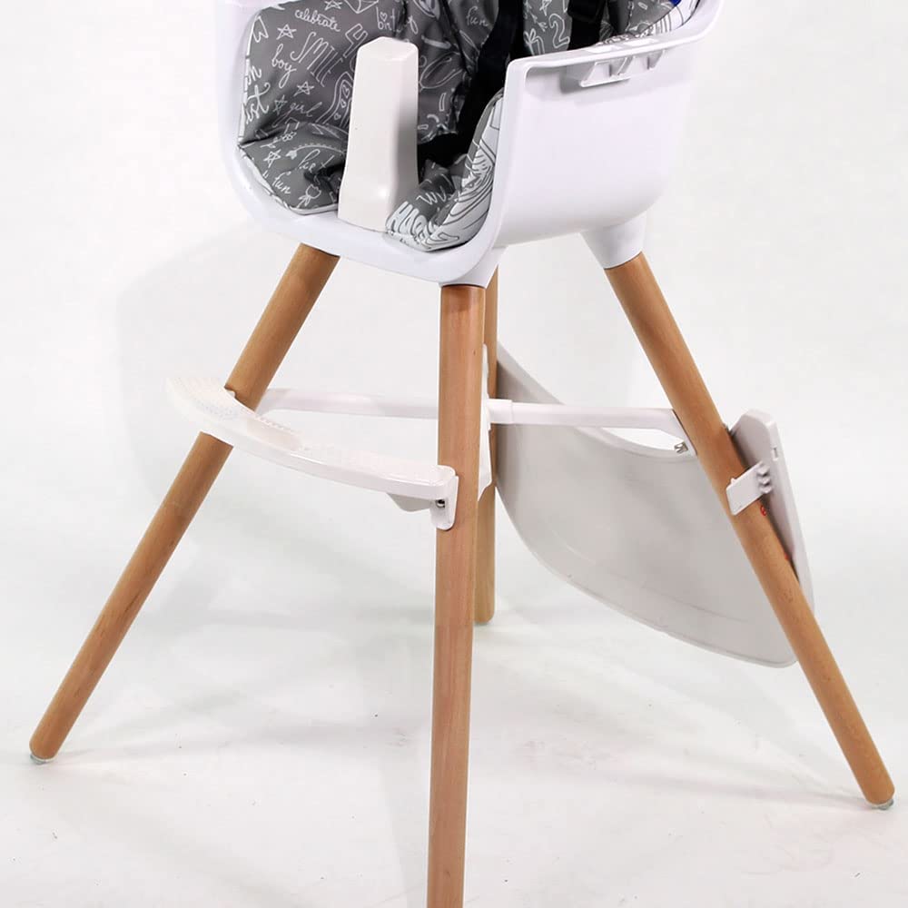 Seggiolone evolutivo 2 in 1, da 6 mesi fino a 5 anni, cuscino reversibile, vassoio regolabile, poggiapiedi, seggiolino e poltrona per bambini, design moderno in legno