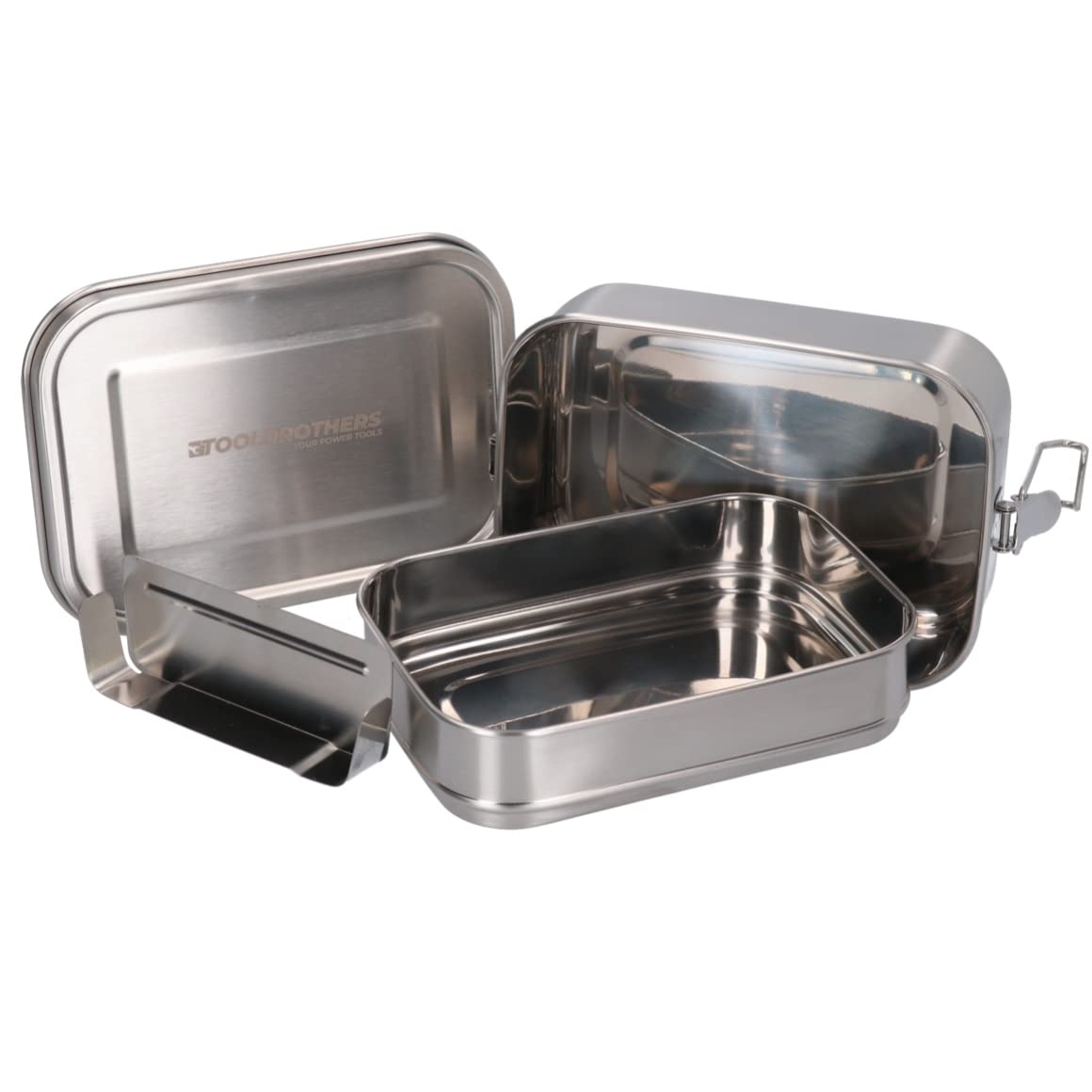 Toolbrothers Fiambrera de acero inoxidable con 2 pisos y tapa de acero inoxidable de 1340 ml