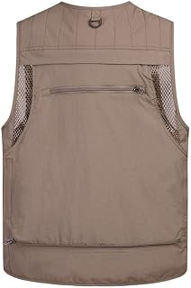 Fishing vest Mesh Back Fishing Vest, Multi Pockets Fly Fishing Vest, Breathable Quick-Dry Waistcoat, Plus Size For Outdoors Stream Fishing (Color : Tan, Size : L) (Tan XL) (Tan XL)