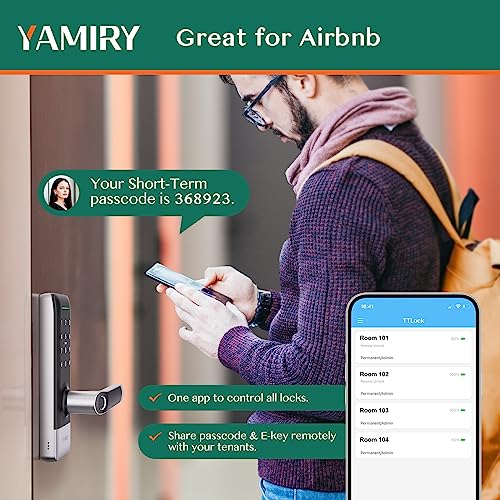 Image of Yamiry Smart Door Lock, Biometric Fingerprint, Keyless Entry, App Control, 6 Ways to Unlock, DIY Installation (Silver)
