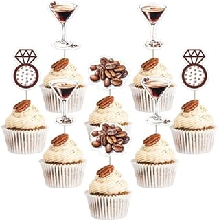 24Pcs Espresso Martini Bridal Shower Cupcake Toppers Love is Brewing Cake Decorations Coffee Bean Martini Cup Bridal Shower Decor for Women Martini Wedding Engagement Bachelorette Party Supplies