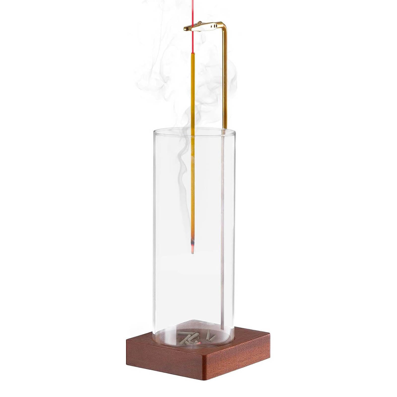 Qsvbeeqj Innovative Incenses Holder With Detachable Glass Ashes Catcher Wood Base Incenses Stick Burners For Meditations Decors
