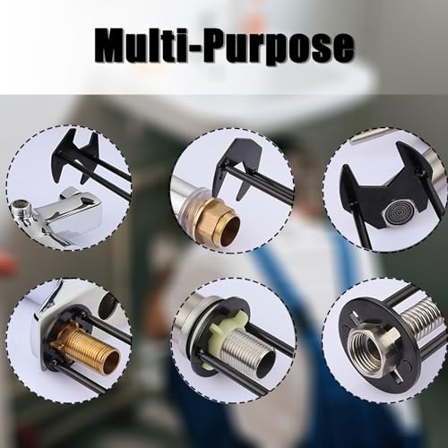 Image of Multifunctional Kitchen Faucet Sink Basin Wrench, Kitchen Drain Tub Removal nut Plumbing Plumber, 8 in 1 and 14 in 1 Four-jaw Hex Wrench, for Tight Spaces Installation and Repairs Tools