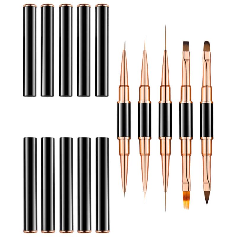 minkissy 5Pcs Nail Art Liner Brushes Set Resistant Fine Tip Gel Painting Pens Professional Manicure Liner Tools for Thin Lines, French Tips