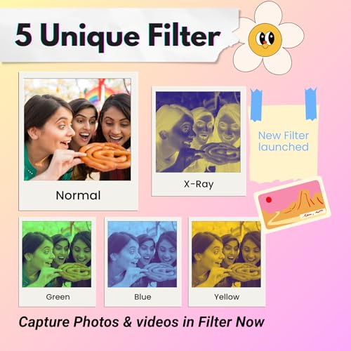 Image of FETACA Tiny Mini Camera with Filter Modes, HD Video, Flashlight & Keychain | Portable Cute Vlogging Camera for Travel, Gifts & Fun (Metallic Black)