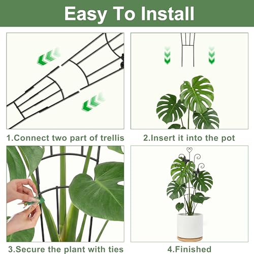 Image of 32.6in Plant Trellis for Climbing Plants Indoor with Butterflies, Expandable Large Metal Trellis for Potted Plants, Heavy-Duty Tall Pothos Plant Climber Support for Ivy Pothos Hoya Monstera, 4P