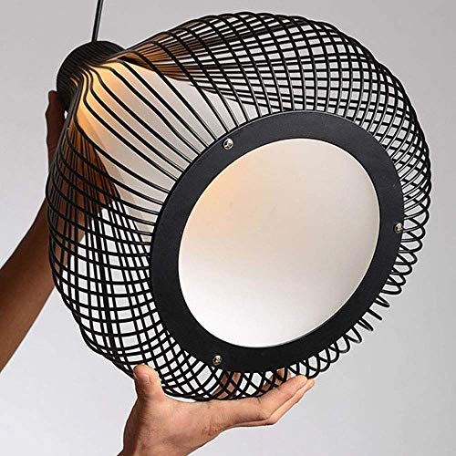 Lustre minimaliste moderne noir suspension cage oiseaux restaurant