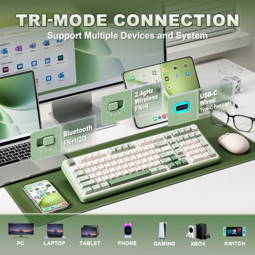 Image of YUNZII B98 PRO 96% Wireless Mechanical Keyboard (Matcha Green, Milk Switch)