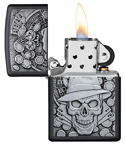 Zippo Encendedor de Bolsillo Calavera Negro Mate miniatura 3