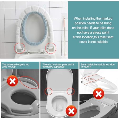 4 Stück Toilettensitzbezug, Universal Fasergewebe WC-Sitzwärmer Dicker Toilettensitzbezüge Waschbar Toiletten Sitzbezug mit Griff Toilettensitzauflagen für Meisten Toiletten