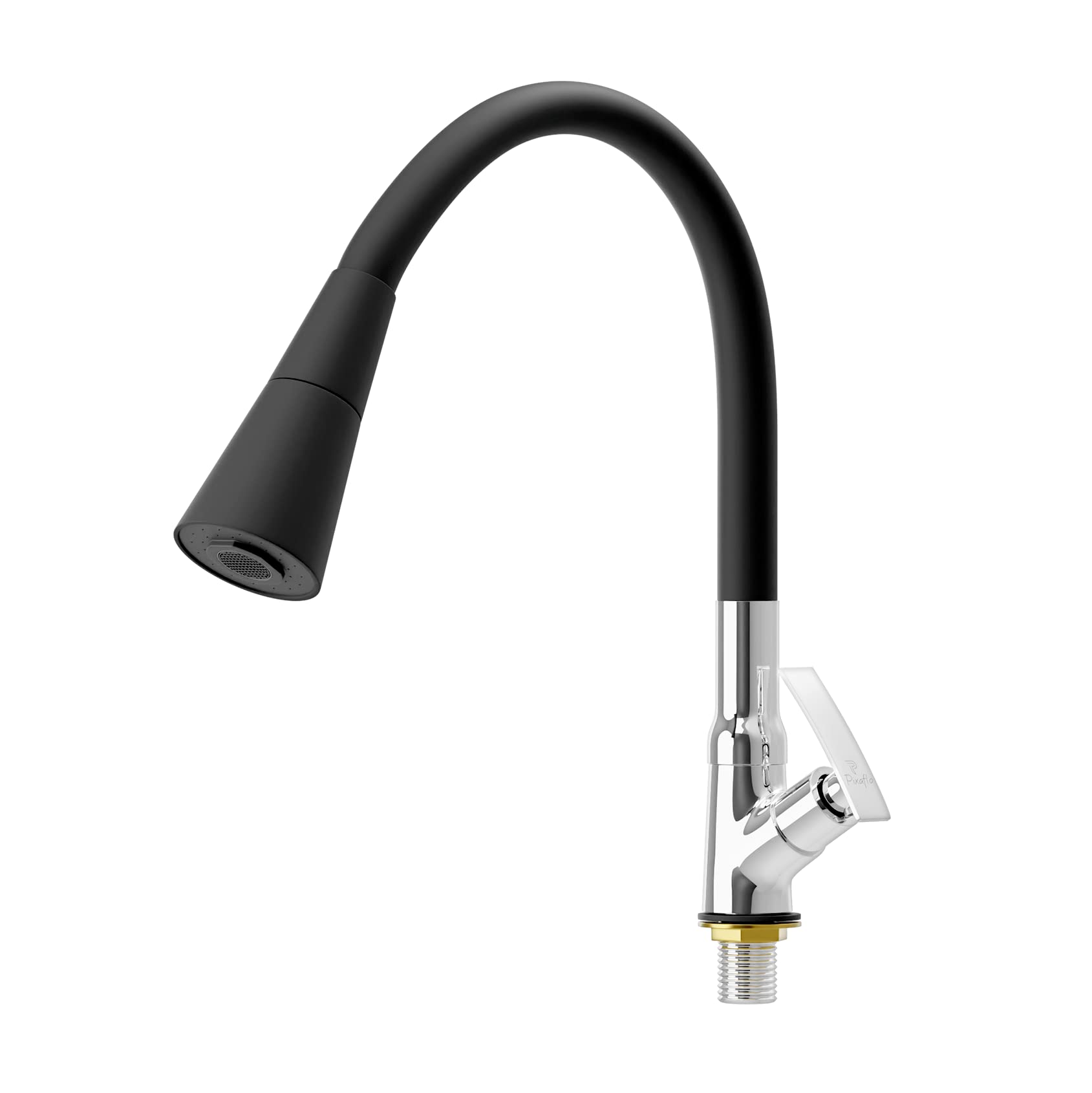 Pixaflo Brass Swan Neck Tap with 360-degree Swivel Black Flexible Silicone Swivel Spout for Kitchen Sink and Wash Basin, Dual Flow (Moonstone) (B0BJVNPVKX) Amazon Price History, Amazon Price Tracker