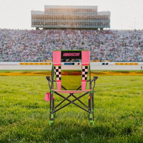 GCI Outdoor NASCAR Roadtrip Rocker Camping & Sideline Sports Chair | Portable Folding Rocking Chair with Durable Armrests & Drink Holder, Pink - image 6