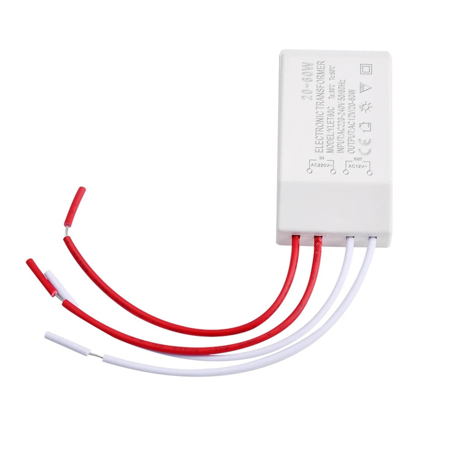1 szt. AC 220 V do AC 12 V 20-60 W adapter elektroniczny przetwornica napięcia światło halogenowe sterownik LED Smart Power Supply do lamp (20 W, 220 V do 12 V)