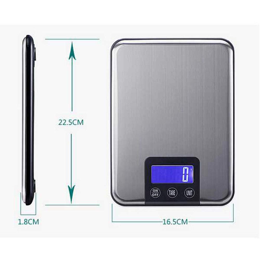 Cyfrowa waga kuchenna do żywności, bardzo precyzyjna waga kuchenna, elektroniczna waga z wyświetlaczem LCD, waga tara i funkcja PCS, 5 kg, 10 kg, kolor: 5 kg/1 (5 kg/1 g)