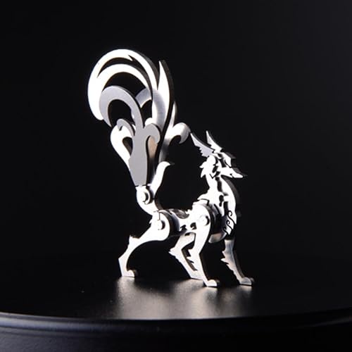 Miniatura 3 de Newcomer Rompecabezas de metal 3D para adultos, rompecabezas mental Steampunk de metal 3D, kit de montaje de zorro de nueve colas de Navidad,